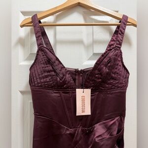 Wine Satin Corset Dress Mini